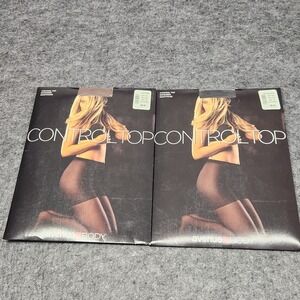 Avenue Body Control Top Pantyhose Daysheer Black Coffee AB Lot 2 Nylon Leg